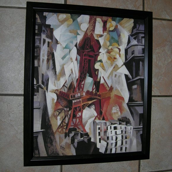 Geometric Paris City Abstract Framed print on canvas, approximately 22"x18.5" - Picture 2 of 4